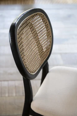 Silla de comedor de ratán y lino Cibran 46x42x85cm Clau&Chloe