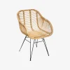 Silla de comedor de ratán y metal Adriane 60x58x85cm