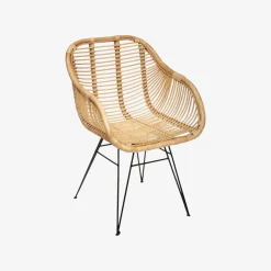 Silla de comedor de ratán y metal Adriane 60x58x85cm