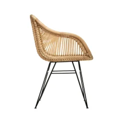 Silla de comedor de ratán y metal Adriane 60x58x85cm