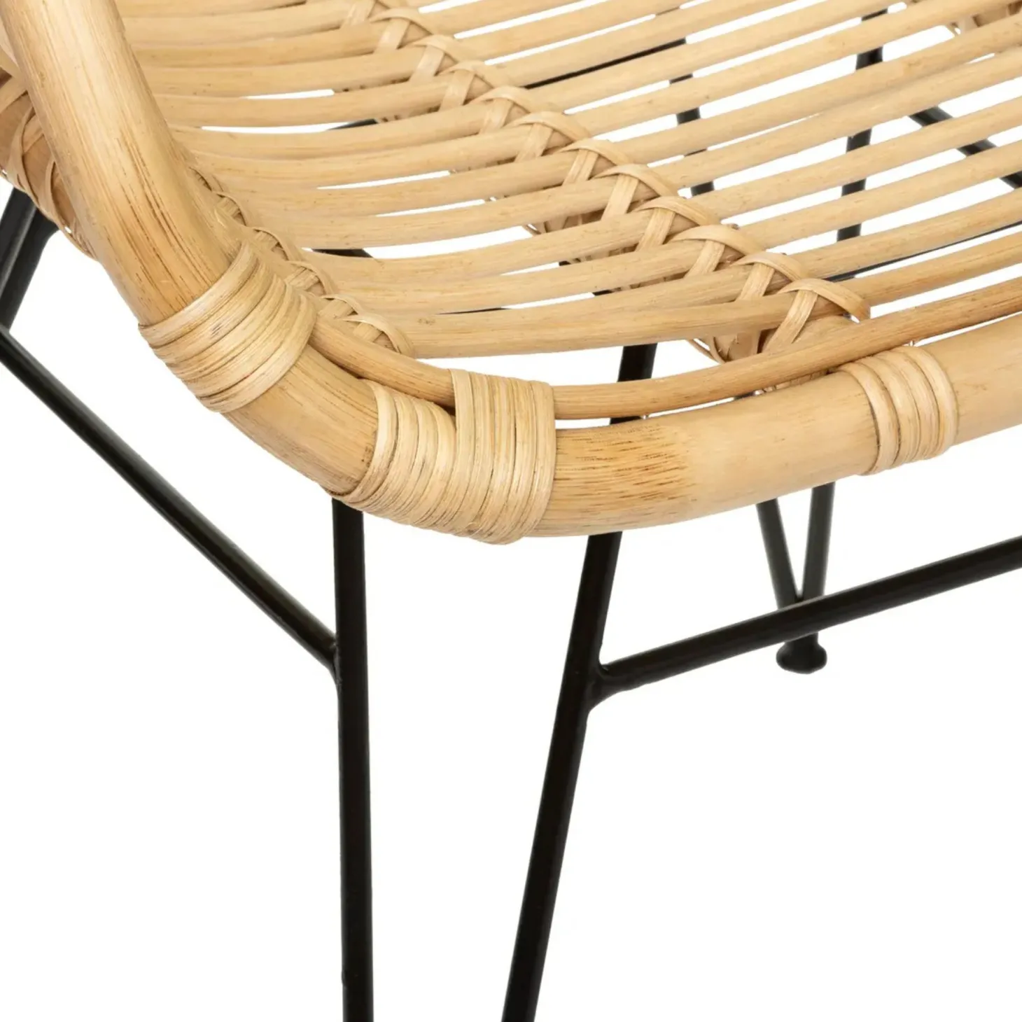 Silla de comedor de ratán y metal Adriane 60x58x85cm