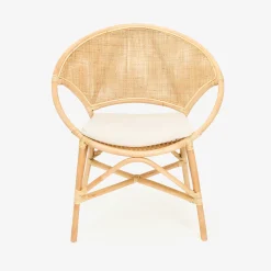 Silla de comedor de ratán beige Milos 77x70x84cm
