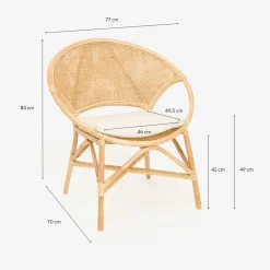 Silla de comedor de ratán beige Milos 77x70x84cm