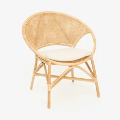 Silla de comedor de ratán beige Milos 77x70x84cm
