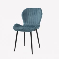 Silla de comedor de terciopelo azul Lydia 54x50x86cm Clau&Chloe