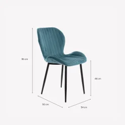 Silla de comedor de terciopelo azul Lydia 54x50x86cm Clau&Chloe