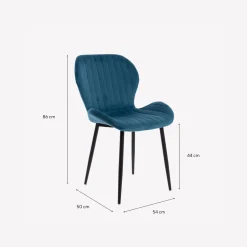 Silla de comedor de terciopelo azul oscuro Lydia 54x50x86cm Clau&Chloe