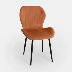 Silla de comedor de terciopelo naranja Lydia 54x50x86cm Clau&Chloe