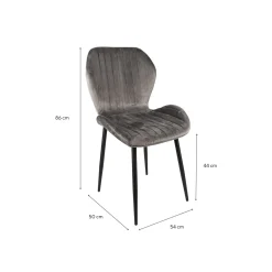 Silla de comedor de terciopelo gris Lydia 54x50x86cm Clau&Chloe