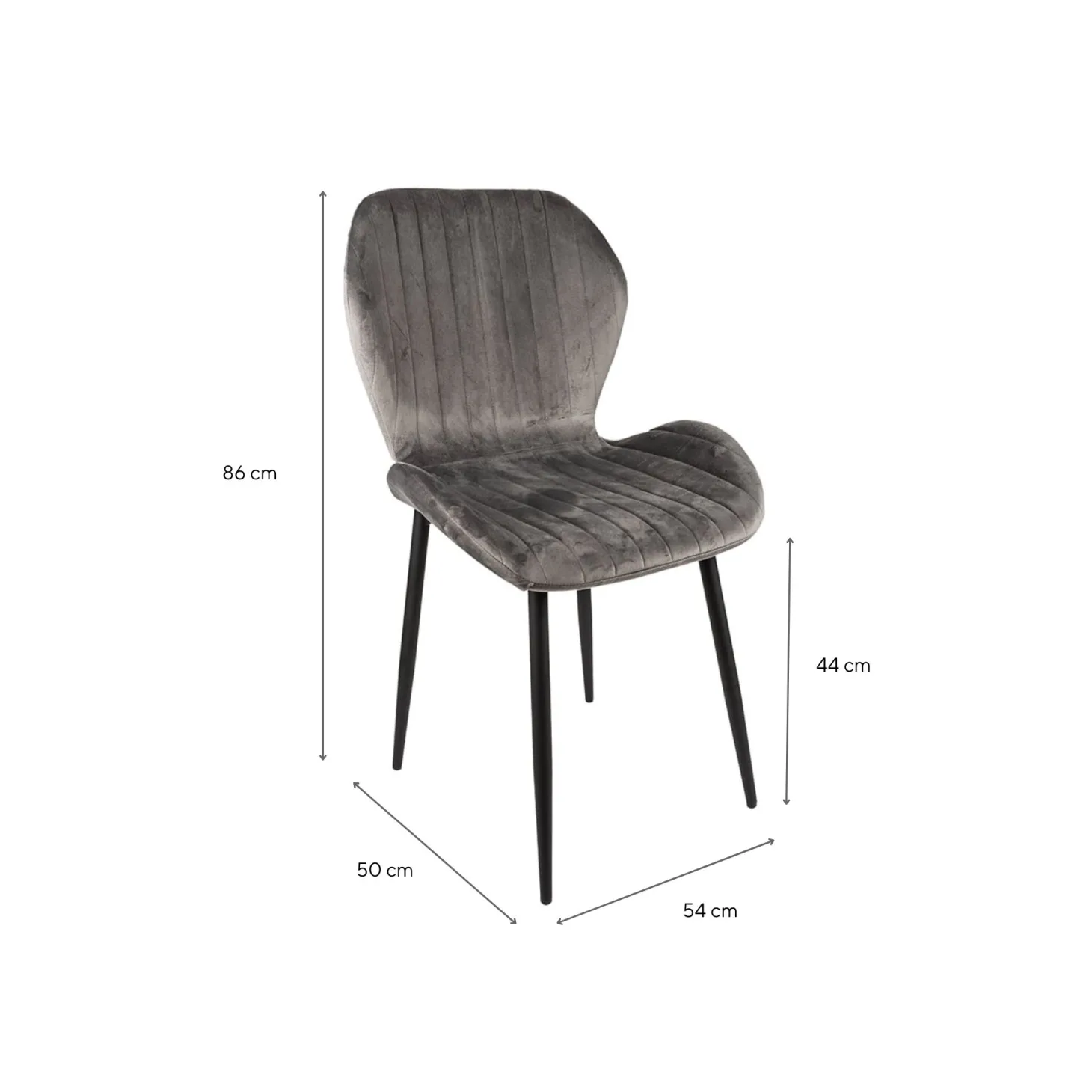 Silla de comedor de terciopelo gris Lydia 54x50x86cm Clau&Chloe