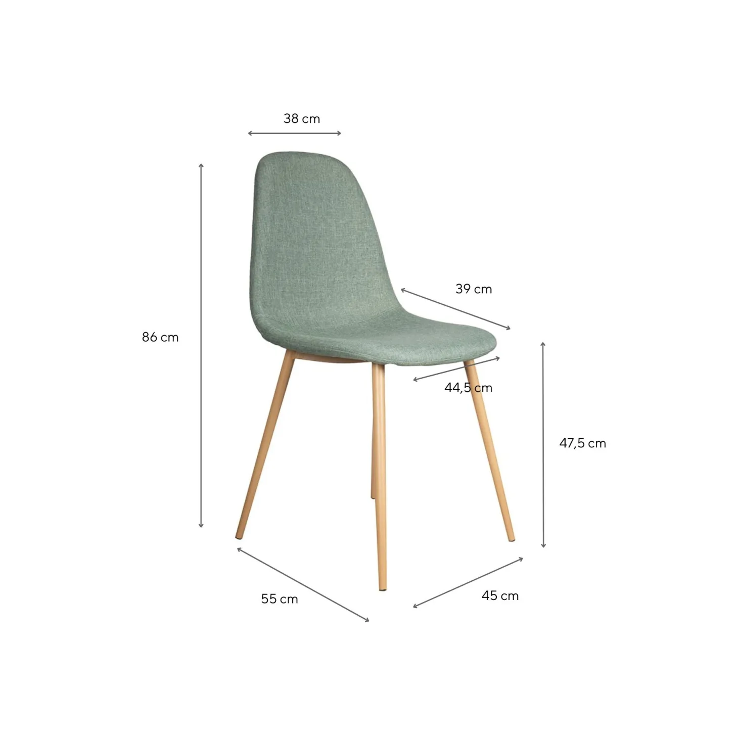 Silla de comedor verde Concept 45x55x86cm
