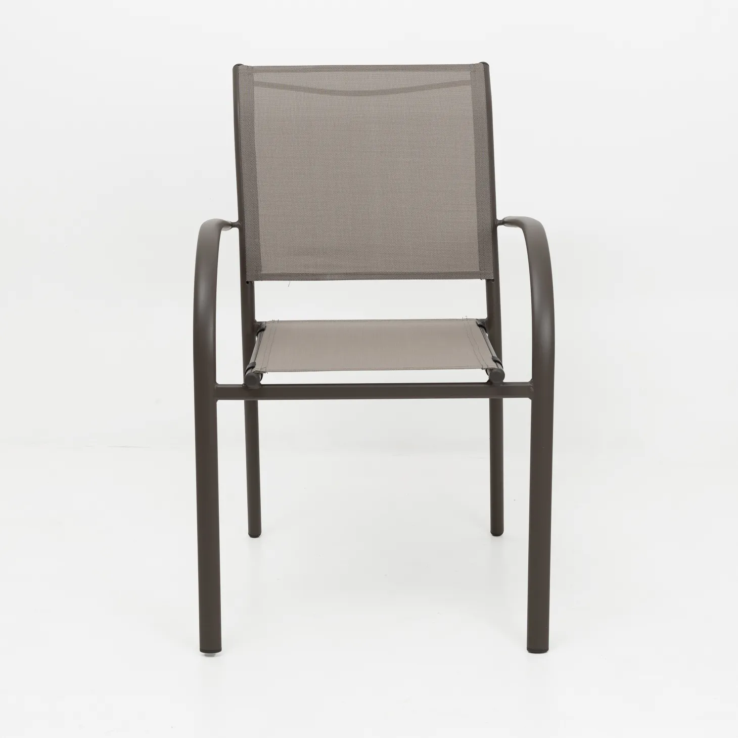Silla de jardín apilable con reposabrazos de aluminio marrón Feroe 65x56x88cm