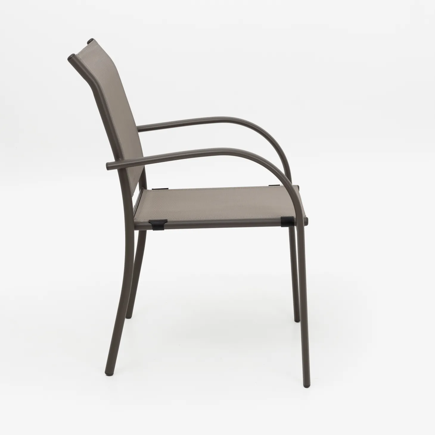 Silla de jardín apilable con reposabrazos de aluminio marrón Feroe 65x56x88cm