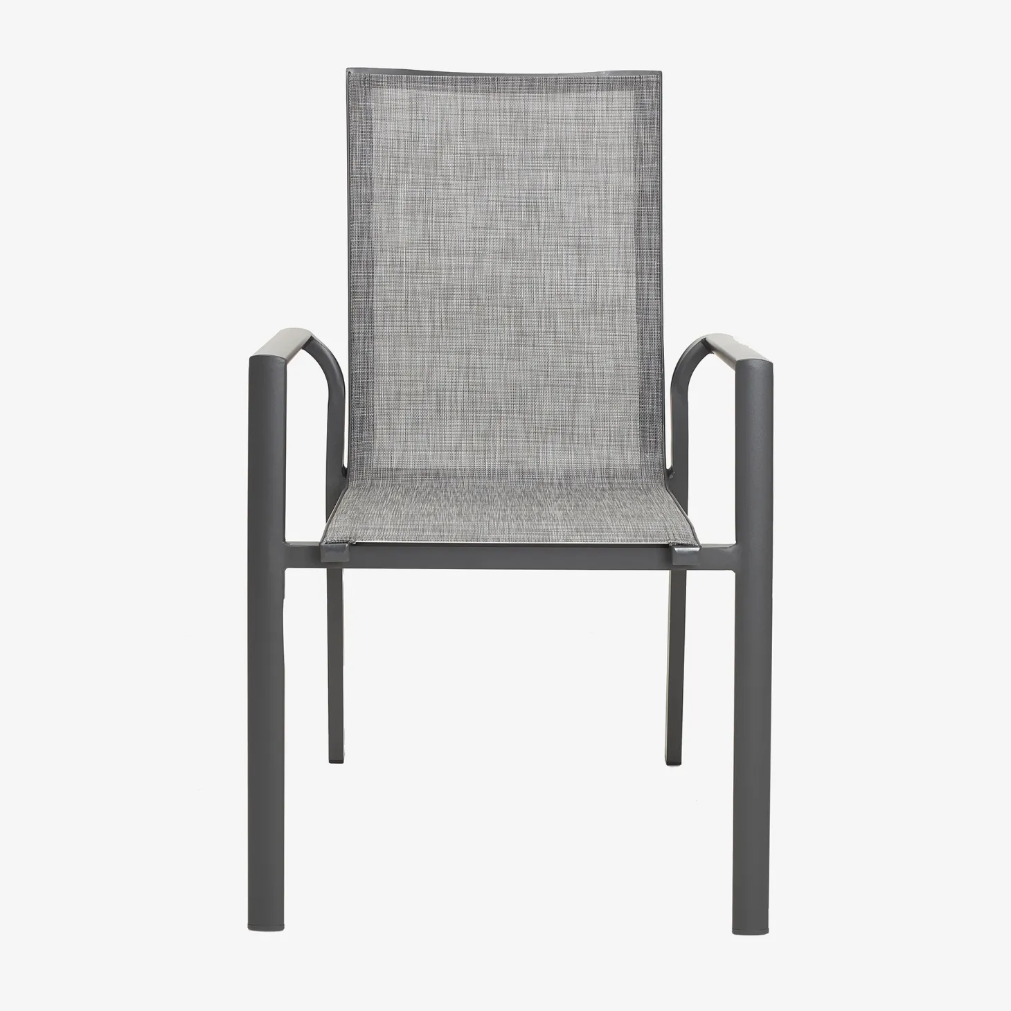 Silla de jardín apilable de aluminio y textilene gris 58x65x91,5cm