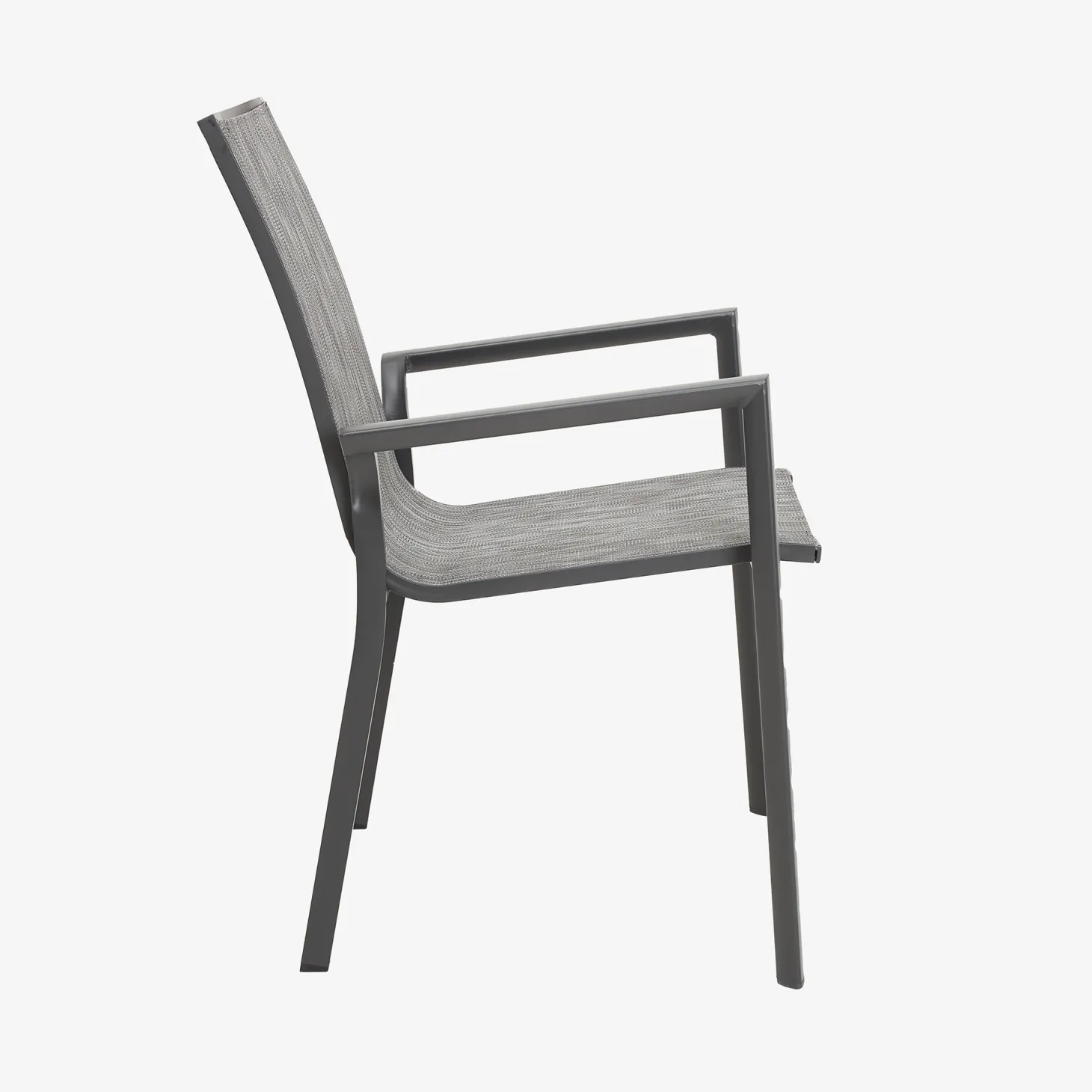 Silla de jardín apilable de aluminio y textilene gris 58x65x91,5cm