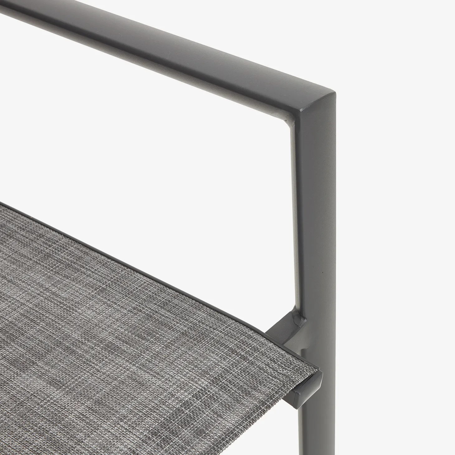 Silla de jardín apilable de aluminio y textilene gris 58x65x91,5cm