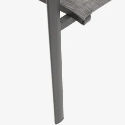 Silla de jardín apilable de aluminio y textilene gris 58x65x91,5cm