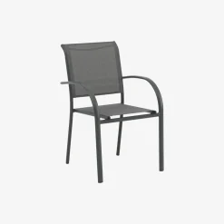 Silla de jardín de aluminio y textilene gris Tabarca 56x62x88cm
