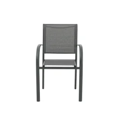 Silla de jardín de aluminio y textilene gris Tabarca 56x62x88cm