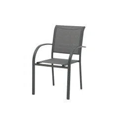 Silla de jardín de aluminio y textilene gris Tabarca 56x62x88cm