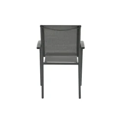 Silla de jardín de aluminio y textilene gris Tabarca 56x62x88cm
