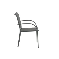 Silla de jardín de aluminio y textilene gris Tabarca 56x62x88cm