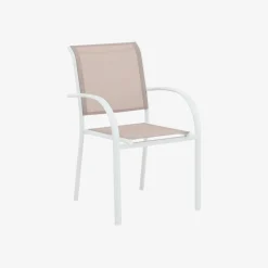 Silla de jardín de aluminio y textilene blanca Tabarca 56x62x88cm