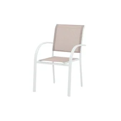 Silla de jardín de aluminio y textilene blanca Tabarca 56x62x88cm