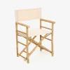 Silla de jardín de director de bambú blanca Chios 58x44x88cm