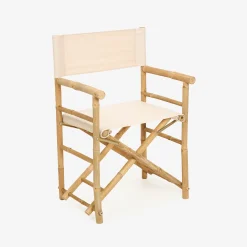 Silla de jardín de director de bambú blanca Chios 58x44x88cm
