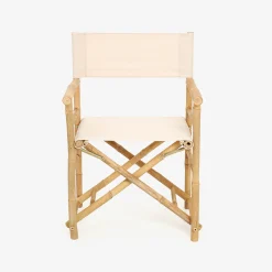Silla de jardín de director de bambú blanca Chios 58x44x88cm