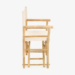 Silla de jardín de director de bambú blanca Chios 58x44x88cm