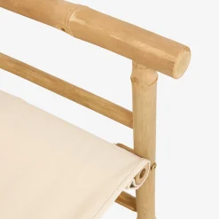Silla de jardín de director de bambú blanca Chios 58x44x88cm