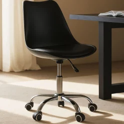 Silla de oficina con ruedas negra Tulip 48x55x82cm