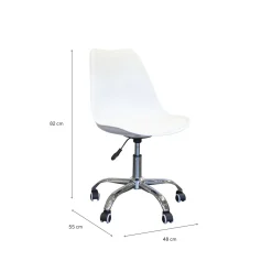 Silla de oficina con ruedas blanca Tulip 48x55x82cm