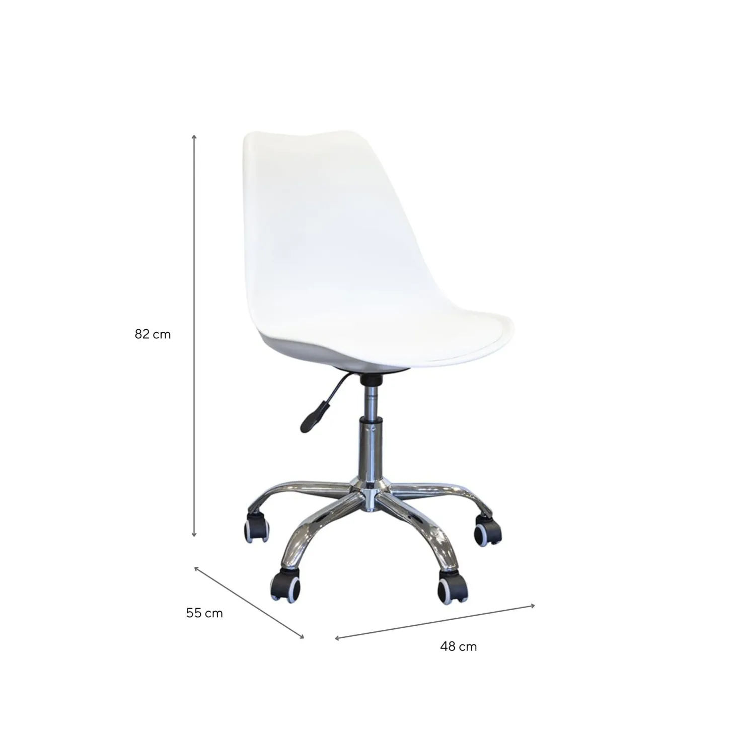 Silla de oficina con ruedas blanca Tulip 48x55x82cm