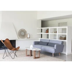 Silla mariposa de cuero marrón July 75x87x86cm