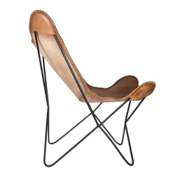 Silla mariposa de cuero marrón July 75x87x86cm