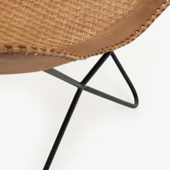 Silla mariposa de cuero y ratán marrón Katy 72x78x92cm