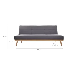 Sofá cama de 3 plazas gris oscuro Dylan 182x80x80cm