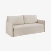 Sofá cama de algodón y lino beige 215x100x97cm