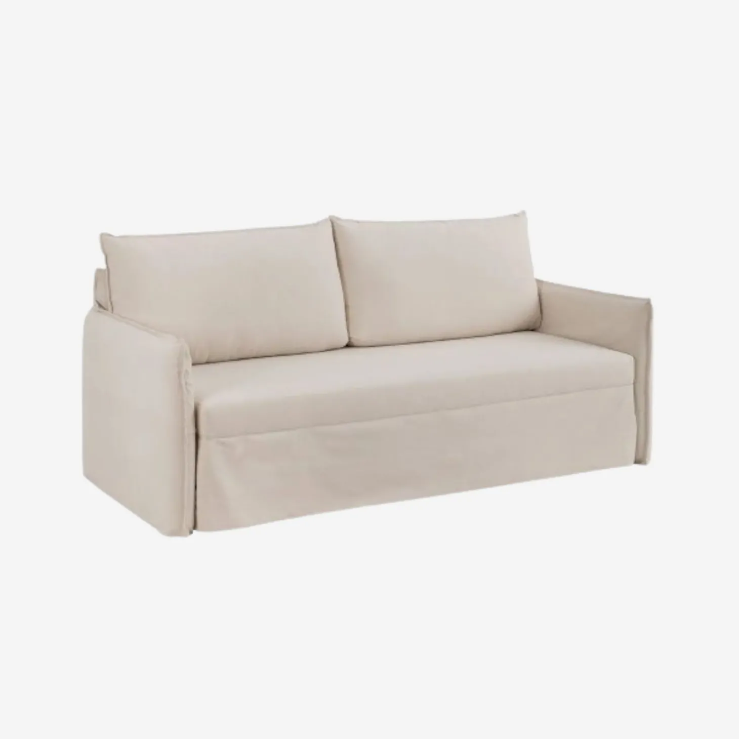 Sofá cama de algodón y lino beige 215x100x97cm