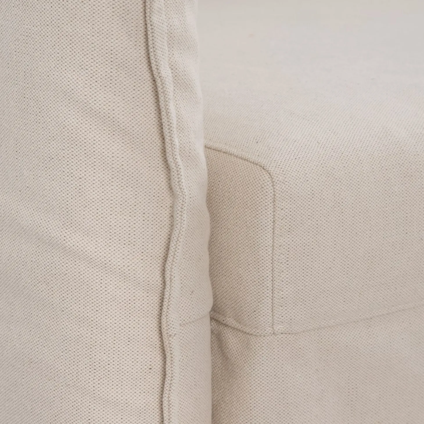 Sofá cama de algodón y lino beige 215x100x97cm