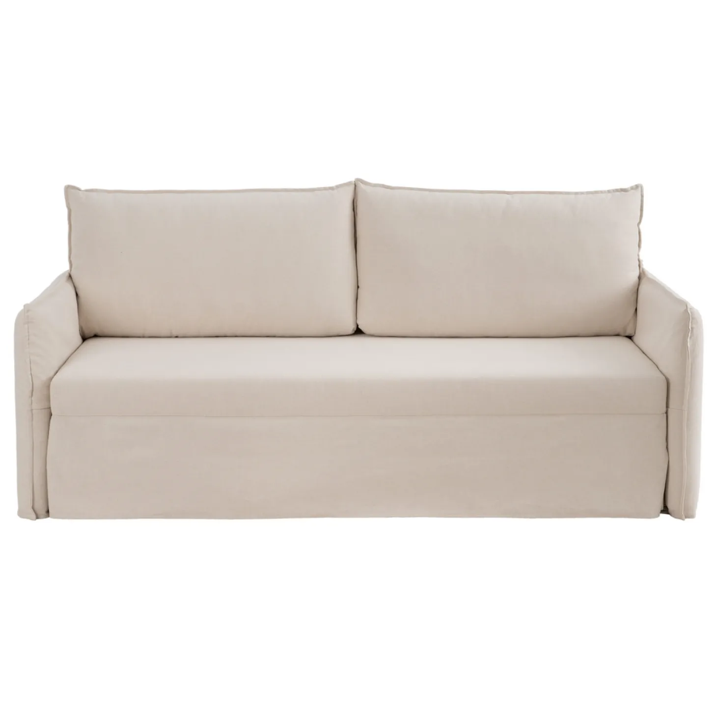 Sofá cama de algodón y lino beige 215x100x97cm