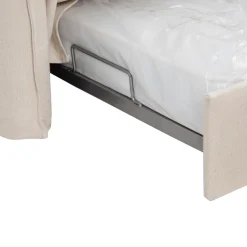 Sofá cama de algodón y lino beige 215x100x97cm