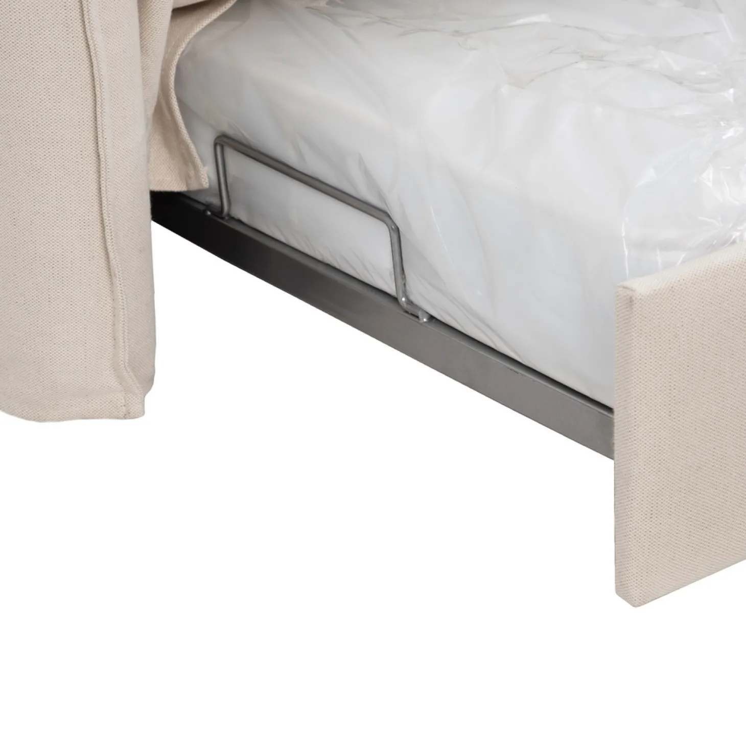 Sofá cama de algodón y lino beige 215x100x97cm