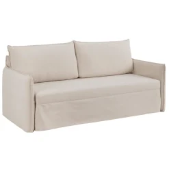 Sofá cama de algodón y lino beige 215x100x97cm