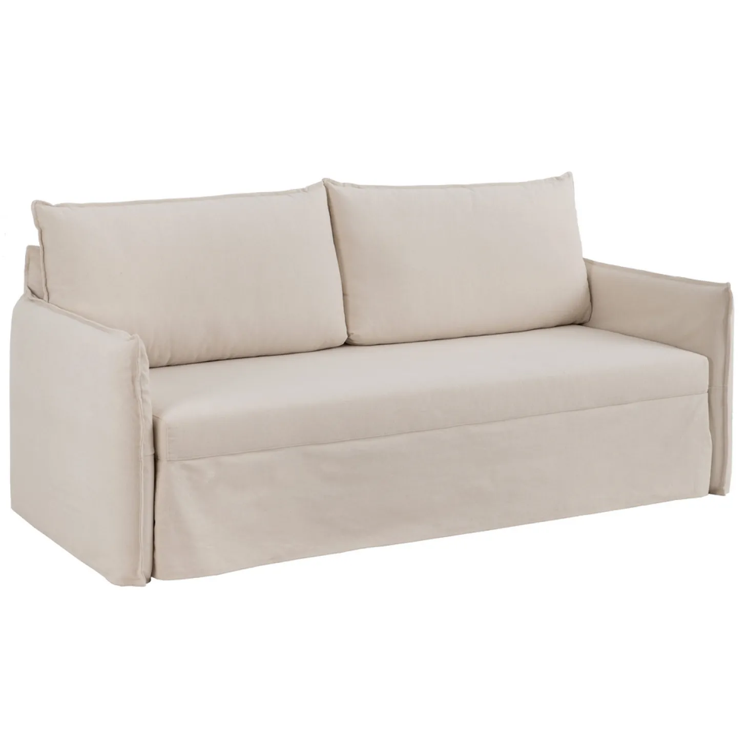 Sofá cama de algodón y lino beige 215x100x97cm