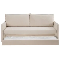 Sofá cama de algodón y lino beige 215x100x97cm
