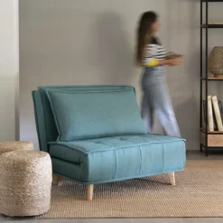 Sofá cama individual verde Luca 104x92x84cm